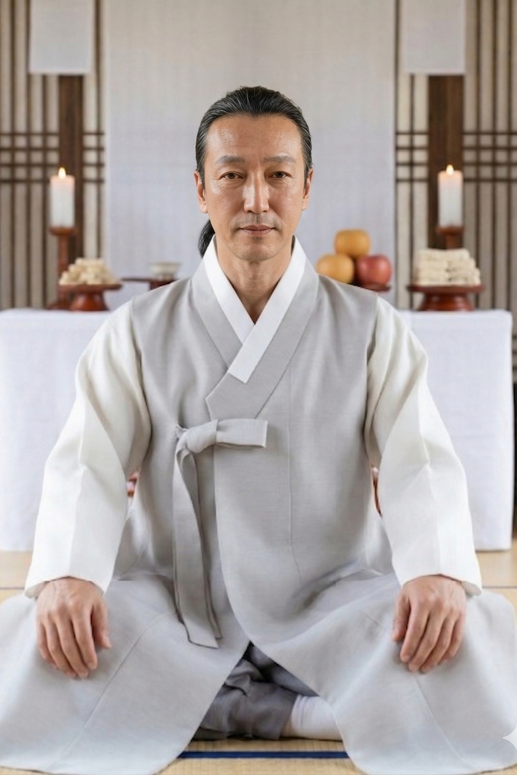 무당 타로 무속인 타로 - 무당이 신당에서 카드를 풀이하는 모습